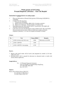 Tsan Yuk Hospital Prenatal Diagnostic Lab Instructions to doctors on aCGH (PRIVATE) TYH-INF-INST-aCGH-PRIV-V2-1411