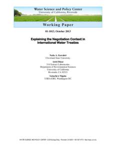 [removed], October[removed]Explaining the Negotiation Context in International Water Treaties  Neda A. Zawahri