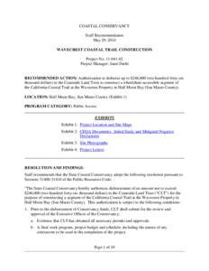 COASTAL CONSERVANCY Staff Recommendation May 29, 2014 WAVECREST COASTAL TRAIL CONSTRUCTION Project No[removed]Project Manager: Janet Diehl