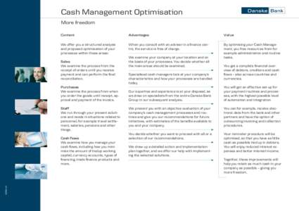 Cash Management Optimisation More freedom Content Advantages