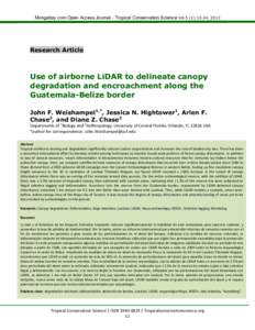 Mongabay.com Open Access Journal - Tropical Conservation Science Vol.5 (1):12-24, 2012  Research Article Use of airborne LiDAR to delineate canopy degradation and encroachment along the