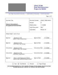 ORAU TEAM Dose Reconstruction Project for NIOSH Oak Ridge Associated Universities I Dade Moeller & Associates I MJW Corporation Page 1 of 17