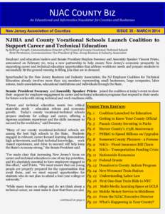 NJAC County Biz An Educational and Informative Newsletter for Counties and Businesses New Jersey Association of Counties  ISSUE 35 - MARCH 2014