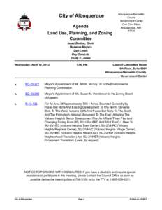 City of Albuquerque Agenda Land Use, Planning, and Zoning Committee  Albuquerque/Bernalillo