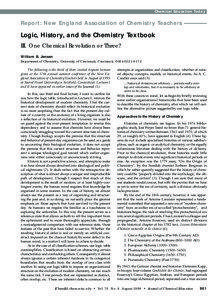 JCE0898 p961 Logic, History, and the Teaching of Chemistry: III. One Chemical Revolution or Three?
