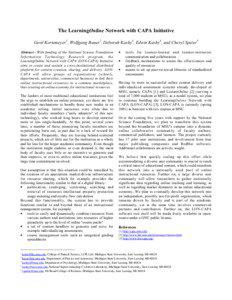 The LearningOnline Network with CAPA Initiative Gerd Kortemeyer1, Wolfgang Bauer2, Deborah Kashy3, Edwin Kashy4, and Cheryl Speier5 Abstract - With funding of the National Science Foundation