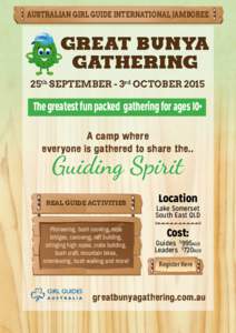 Australian Girl Guide International Jamboree  Great Bunya Gathering 25th September - 3rd October 2015