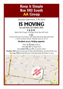 Keep it Simple Box Hill South AA Group (Saturday Afternoons 3.30-5pm)  IS MOVING