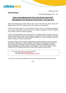 28FebruaryPress Release Nikko Asset Management Co., Ltd.  Nikko Asset Management Wins Asia Pacific Equity ETF