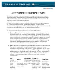 About the Teaching As Leadership Rubric