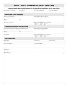 Weber County Conditional Use Permit Application Application submittals will be accepted by appointment only[removed][removed]Washington Blvd. Suite 240, Ogden, UT[removed]Date Submitted / Completed Fees (Office Use)