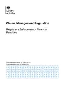 Claims Management Regulation - Regulatory Enforcement - Financial Penalties