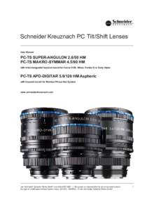 Schneider Kreuznach PC Tilt/Shift Lenses