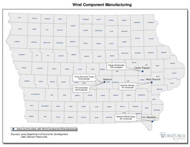 Map Of Wind Component Companies In Iowa