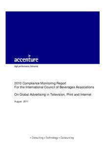 2010 Compliance Monitoring Report For the International Council of Beverages Associations On Global Advertising in Television, Print and Internet August 2011  Table of Contents