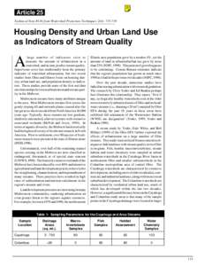 Article 25 Technical Note #116 from Watershed Protection Techniques 2(4): [removed]Housing Density and Urban Land Use as Indicators of Stream Quality