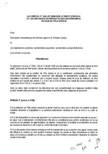 Pôle emploi - Accord sur le droit syndical et les IRP du 17 juillet 2009