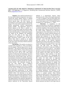 Microsymposium 34, MS058, 2001  ANOMALIES OF THE MOON’S THERMAL EMISSION IN THE IR SPECTRAL RANGEmicron). S. G. Pugacheva. Sternberg State Astronomical Institute, Moscow, 119899, Russia, 