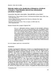 Folia Zool. – 53(3): 303–[removed]Molecular studies on the classification of Miniopterus schreibersii