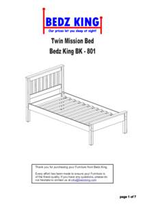 Assembly Instructions | BK 801 | Twin Mission Bed