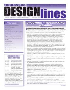 THE TENNESSEE BOARD OF ARCHITECTURAL AND ENGINEERING EXAMINERS  Tennessee Department of Commerce and Insurance In This Issue: Upcoming Rulemaking Hearing