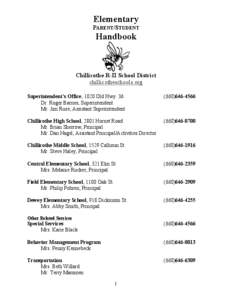 Elementary PARENT/STUDENT Handbook  Chillicothe R-II School District