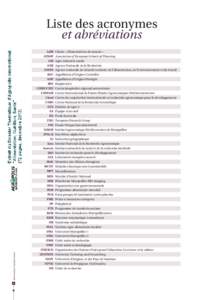 Liste des acronymes et abréviations AdM Chaire « Alimentations du monde » AESOP Association of European Schools of Planning AIR Agro-industrie rurale ANR Agence Nationale de la Recherche