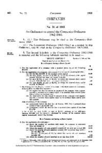 COMPANIES No. 31 of 1968 An Ordinance to amend the Companies Ordinance[removed].—(1.) This Ordinance may be cited as the Companies Ordi­