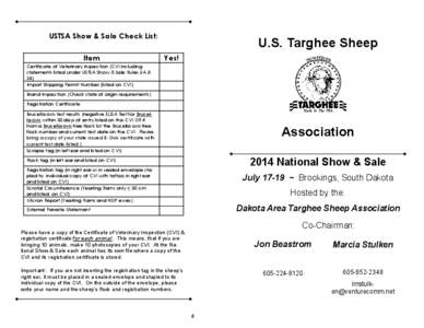 USTSA Show & Sale Check List: Item U.S. Targhee Sheep Yes!