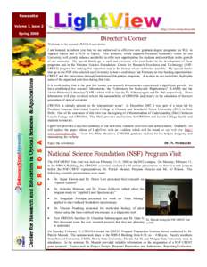 Newsletter Volume 1, Issue 2 http://www.creosa.desu.edu Spring 2008