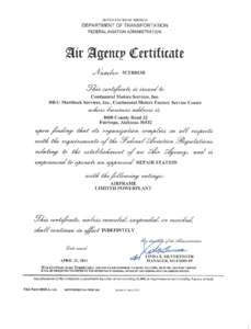 EASA  European Aviation Safety Agency U.S. APPROVAL CERTIFICATE