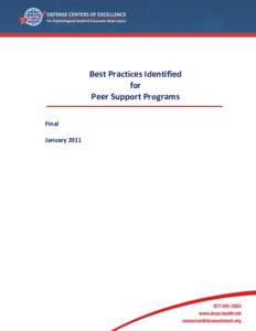 Best Practices Identified for Peer Support Programs Final January 2011