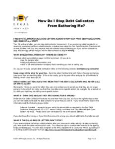 Contract law / Financial economics / Bankruptcy in the United States / Credit / Lawsuits / Fair Debt Collection Practices Act / Debt validation / Collection agency / Fair debt collection / Law / Debt / Debt collection