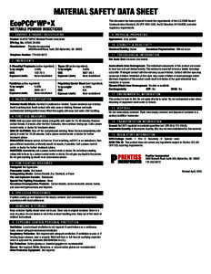 MATERIAL SAFETY DATA SHEET EcoPCO® WP•X WETTABLE POWDER INSECTICIDE 1. COMPANY & PRODUCT IDENTIFICATION ®