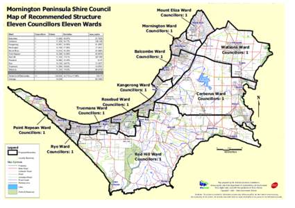 Mornington Peninsula Shire Council Map of Recommended Structure Eleven Councillors Eleven Wards Ward  Councillors