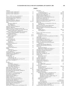 WATER RESOURCES DATA FOR NEW HAMPSHIRE AND VERMONT, [removed]INDEX Numerics