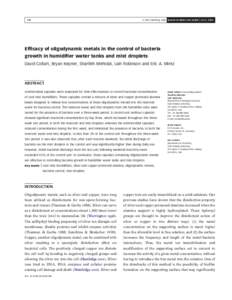 Q IWA Publishing 2006 Journal of Water and Health | 04.2 | Efficacy of oligodynamic metals in the control of bacteria growth in humidifier water tanks and mist droplets