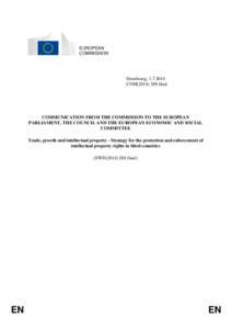 Communication from the Commission - Trade, growth and intellectual property: Strategy for the protection and enforcement of intellectual property rights in third countries