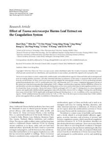 Effect of Toona microcarpa Harms Leaf Extract on the Coagulation System