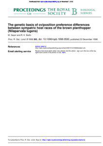 Downloaded from rspb.royalsocietypublishing.org on November 7, 2013  The genetic basis of oviposition preference differences