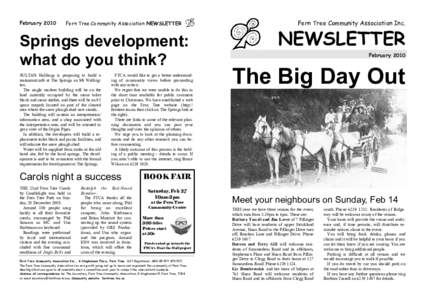 February[removed]Fern Tree Community Association NEWSLETTER Springs development: what do you think?
