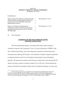 Before the FEDERAL COMMUNICATIONS COMMISSION Washington, DC[removed]In the Matter of Improving Spectrum Efficiency Through Flexible