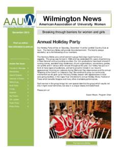 Wilmington News  American Association of University Women DecemberFind us online: