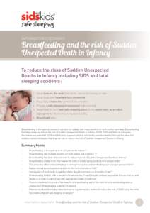 INFORMATION STATEMENT  Breastfeeding and the risk of Sudden Unexpected Death in Infancy To reduce the risks of Sudden Unexpected Deaths in Infancy including SIDS and fatal