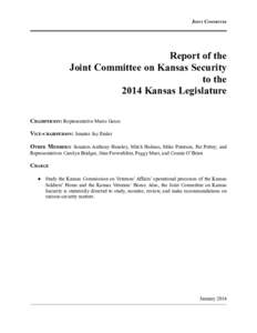 Interim Committee Reports to the 2014 Kansas Legislature - Committee on Kansas Security