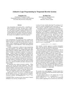 Abductive Logic Programming by Nonground Rewrite Systems Fangzhen Lin Jia-Huai You  Department of Computer Science