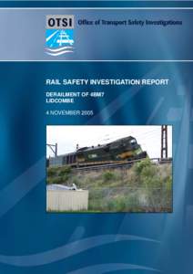 Rail Safety Investigation Report - Derailment of 4BM7 Lidcombe, 4 November 2005
