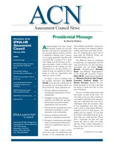 ACN Assessment Council News Presidential Message  Newsletter of the