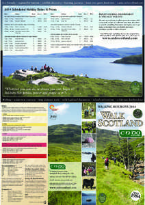 Eco friendly ~ responsible tourism ~ wildlife discovery ~ learning journeys ~ leave wee green footprints ~ www.cndoscotland.com[removed]Scheduled Holiday Dates & Prices Dates  Holiday