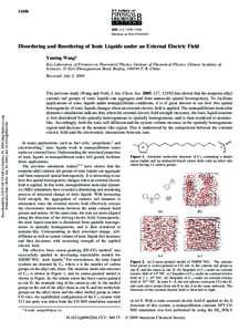 , 113, 11058–11060 Published on WebDisordering and Reordering of Ionic Liquids under an External Electric Field